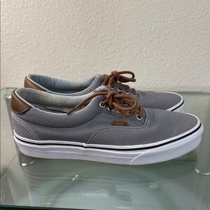 Vans Men's Gray and Brown Canvas Sneakers